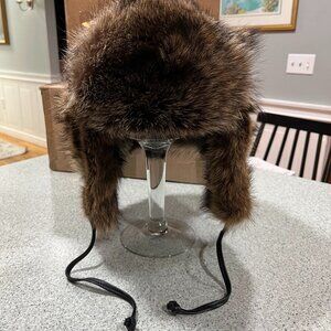 Frr XXL Natural Genuine Luxury Racoon Fur Russian Style Leather Ties